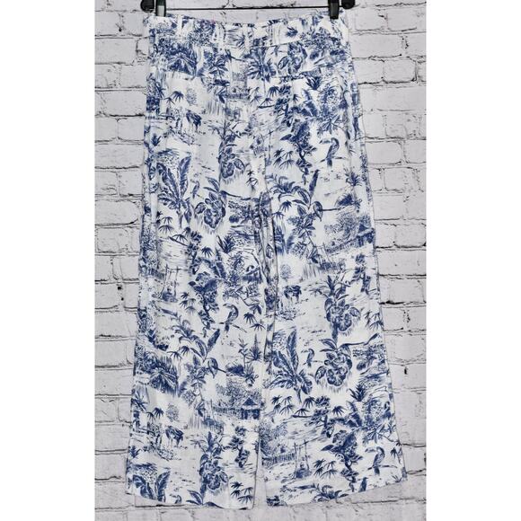 Joie Designer Linen Wide-Leg Tropical Print Relaxed Lightweight Pants Size L - Picture 2 of 6